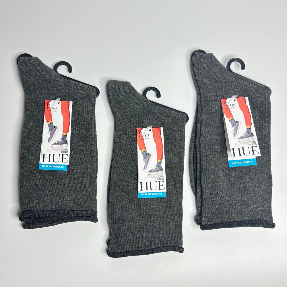 HUE Jean Socks Crew (3-Pack) in Graphite Heather - Picture 2 of 5